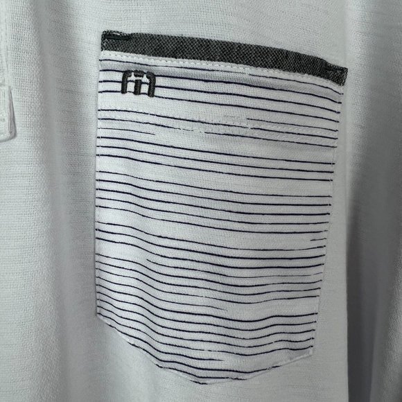Travis Mathew Polo Shirt Mens Large White Short Sleeve Golf Logo Solid Pocket - Picture 4 of 12